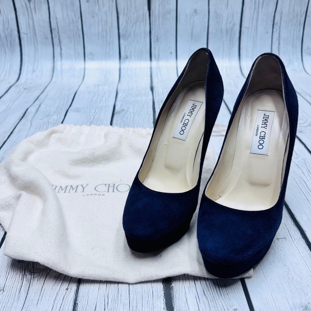 Jimmy Choo Cosmic Plum Suede Platform Pumps - Sz. 38